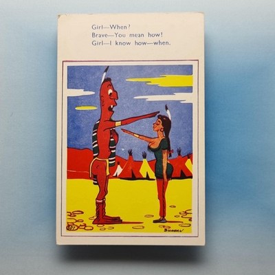 Freche Comic Postkarte Girl Brave How When C1965 Küstenkarten