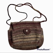 Artisan Handmade Ombre Burgundy Brown Purple Felted Wool Yarn Purse Shoulder Bag