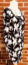 M&S Size 12 Black White Floral Dress Holiday Stretchy Excellent B1