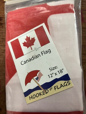 Canadian Flag For Boat Beach Cart 12  X 18  With Hooks, Loops New In Package