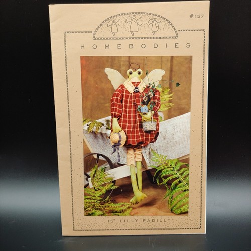 Home Bodies Frog Gardener Cloth Doll Pattern, 15" vtg 1990s Spring Flowers Angel - Picture 2 of 4