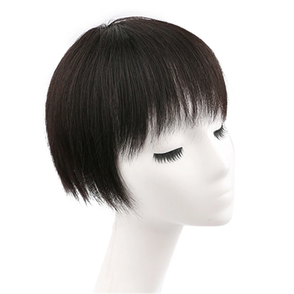Peluca para mujer 100 % real con clip de toupee y cabello humano flequillo bob top Foto 2 de 4