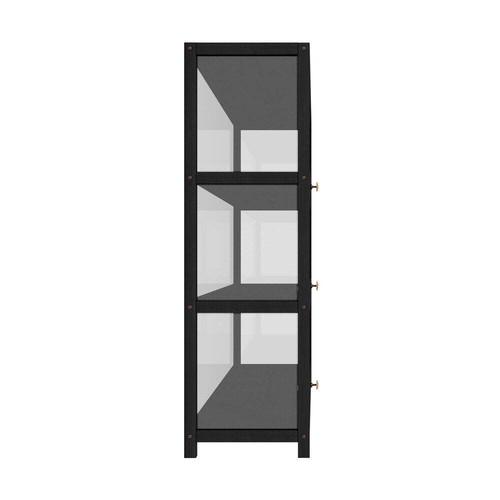 Oikiture Display Cabinet 3 Tiers Clear Door Black - Picture 7 of 8