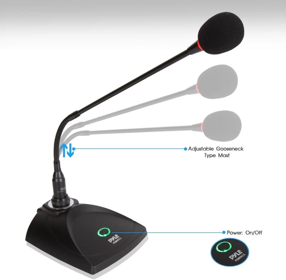 Desktop Gooseneck Wired Microphone System - Table Mounted Corded Voice Condenser - Image 3 of 4