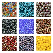 Rutkovsky 151-19001 Round Fire Polished Beads Czech Glass * Various Colors
