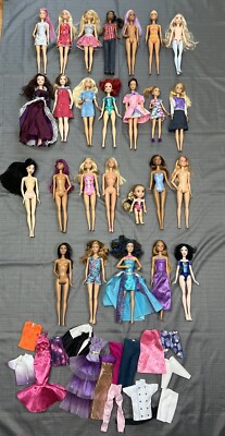 BARBIE Dolls LOT 25 Mixed Bodies Styles Assortment Mix Race Clothes ...