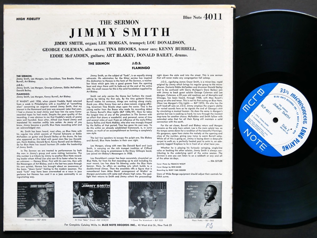 JIMMY SMITH The Sermon! LP BLUE NOTE BLP 4011 EAR DG MONO