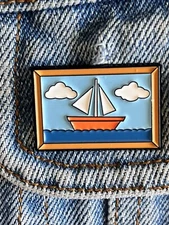 The Simpsons - Tv Room Framed Sailboat Painting Enamel Pin