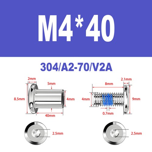 Möbelschrauben A2 V2A Hülsenschrauben M2-M6 Verbindungsschraube Möbelverbinder - Bild 57 von 122