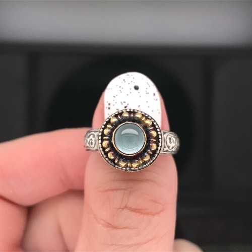 Konstantino 18k Gold & Sterling Silver Aquamarine Cabochon Ring $700 Retail - Picture 3 of 15