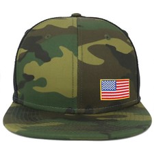 Oversize XXL Small Side USA Flag Patch Camouflage Flatbill Mesh Snapback Cap