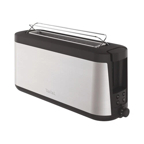 Tefal TL4308 Edelstahl-Schwarz, Toaster, 7 Bräunungsstufen, Krümelschublade