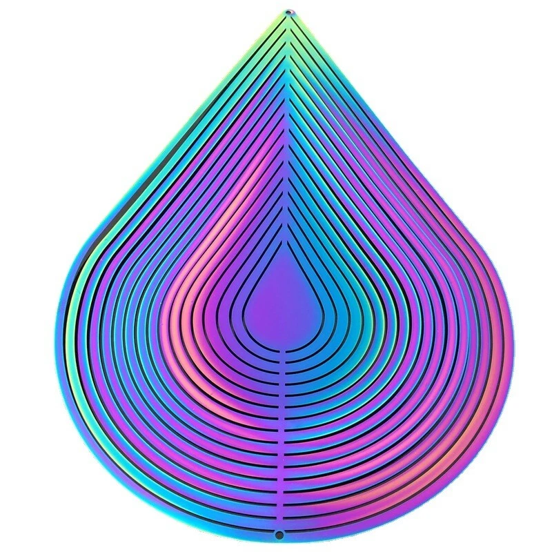 3D Wind Chimes Rotating Water Drop Hanging Ornaments, Metal Pendants - Image 2 of 4