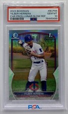 2023 Yilber Herrera 1st Bowman Chrome Lunar Glow Refractor BCP-86 PSA 10 POP3