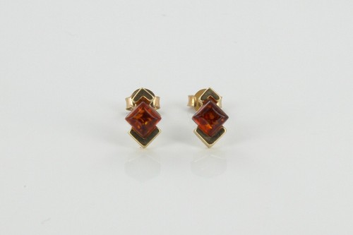 Italian Made Unique German Amber Stud Earrings In 9ct Gold GS0075 RRP£245!!! - Picture 8 of 13