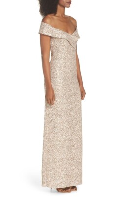 Vince Camuto Off The Shoulder Sequin Gown Long Dress Size 2 Vince Camuto Off The Shoulder Sequin Gown Long Dress Size 2