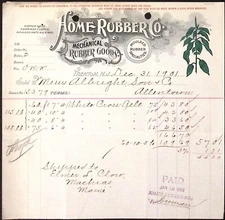 1901 Home Rubber Co Mechanical Rubber Goods Trenton NJ Letterhead 8.25"H