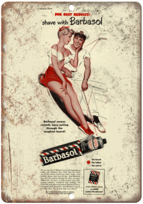 Barbasol Shaving Cream Saturday Evening Post 12''x9'' Reproduction Metal Sign ZF84