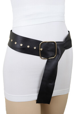 Women Black Extra Long Fabric Comfortable Waistband Belt  display picture 3