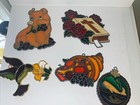 Vintage Lot 5 Lead Stained Glass Art Sun Light Catcher Window Hanging