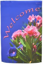 Welcome Garden Flag Pink Flowers Yard Banner Decor