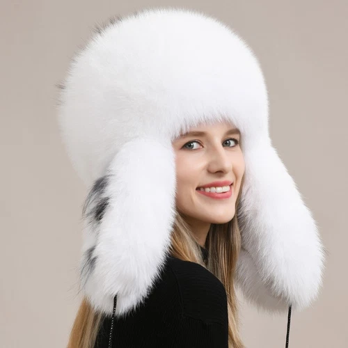 Sombrero de piel de zorro real para mujer ruso Ushanka cosaco Mongolia sombrero de trampero gorra cálida - Imagen 16 de 20