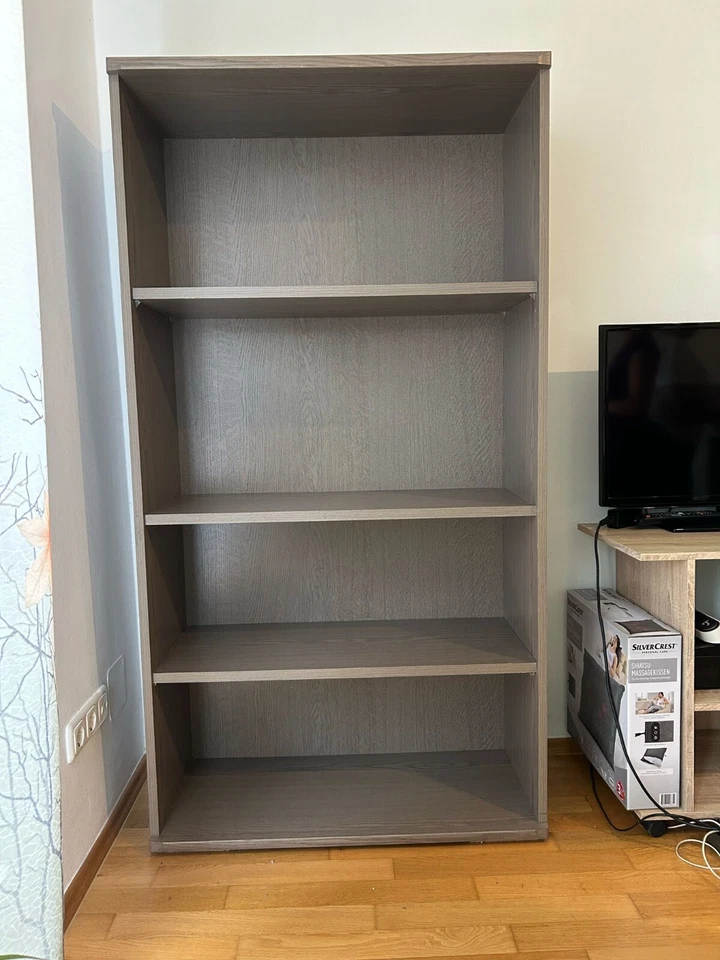 Bücherregal in Grau-Holzoptik – 4 Regalböden