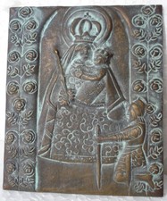 PLACCA ICONA RILIEVO BRONZO MADONNA CON GESU’ “Atelier B. Cassau Paderborn” /18