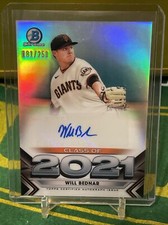 2021 Bowman Draft Will Bednar Class of 2021 Auto /250 Giants Sp Rc Rookie
