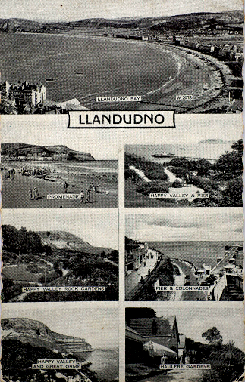 Postcard Collage Wales Gwynedd Llandudno Bay North Shore Beach Pier Great Orme