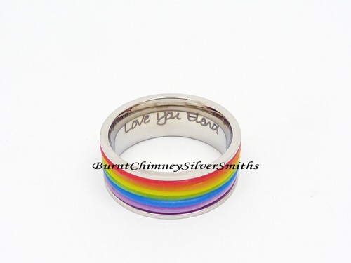 Gay Pride Regenbogen Silikon Ring LGBTQ Unisex Band optionale Gravur 2149 - Bild 3 von 7