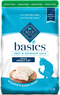 Blue Buffalo Basics Skin & Stomach Care Grain-Free Fish & Potato Dry Cat Food,11