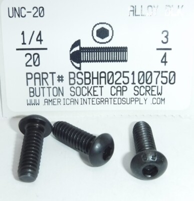 1/4-20 X 3-1/2" Hex Socket Head Cap Screws - Alloy Steel, Black Oxide (5 Pack)