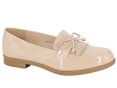 BALLERINAS DAMEN FLACHE DAMEN SCHUHE MOKASSIN BEIGE E3DM633-6