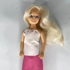 Vintage JPI Blonde Female In White Shirt Pink & White Pants 6.5" Girl Doll
