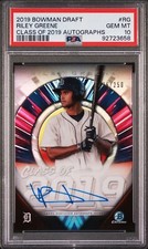 2019 Bowman Draft Chrome Riley Greene #’d /250 Class of 2019 Autographs PSA 10💎