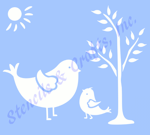 Vogel Schablone Bäume Vorlage Vögel Muster Malen Basteln Sonne Scrapbook Kunst Baum Neu - Bild 1 von 1
