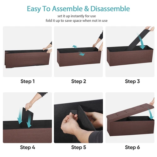 Folding Storage Ottoman Bench Foot Rest Foot Stool for Bedroom Entryway Indoor - Imagen 23 de 93