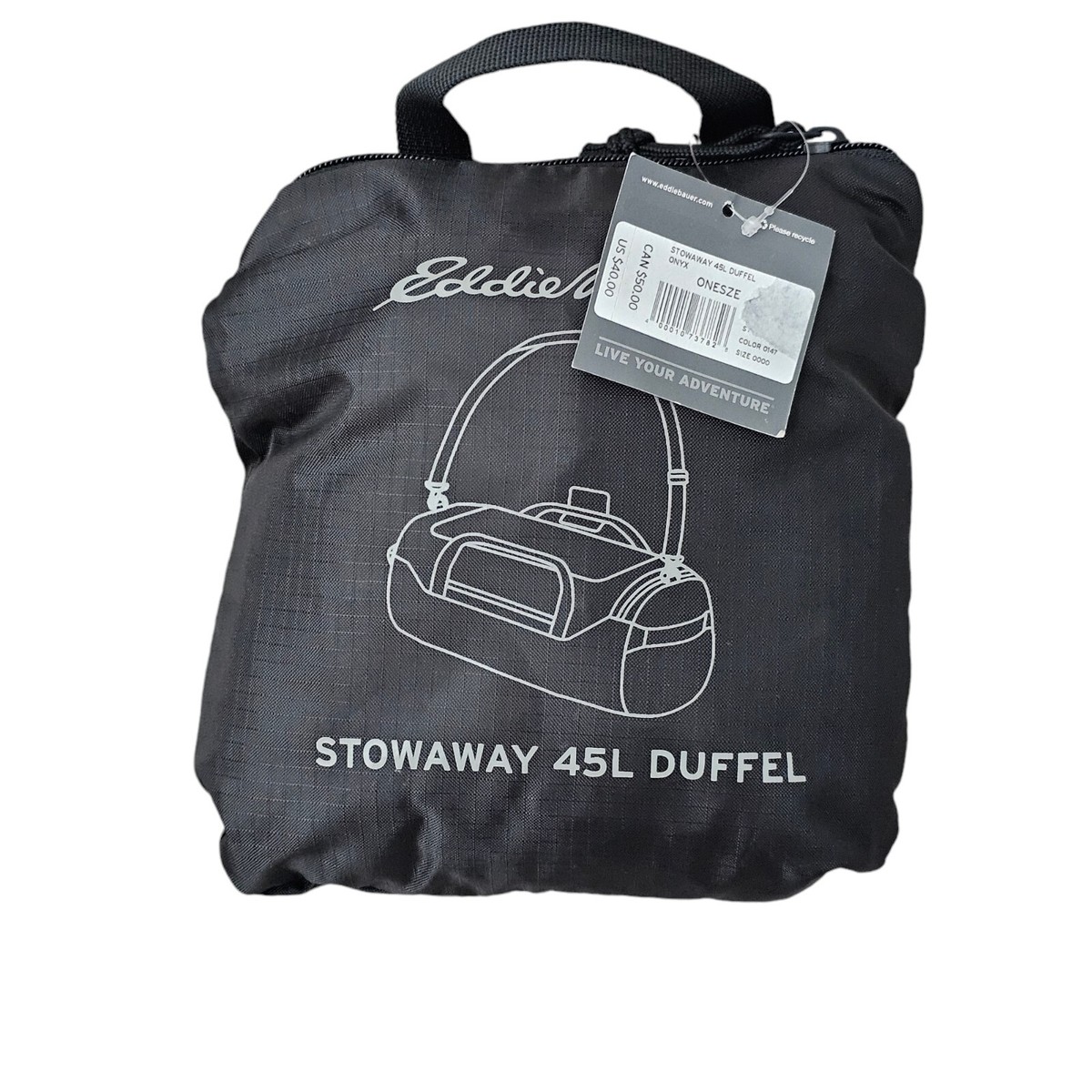 Eddie Bauer ブラック ガーメントバッグ Eddie Bauer Stowaway Packable 45L Duffle Bag Black Onyx | eBay