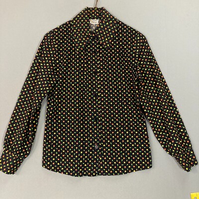 Vintage 70s 80s Autumn Fall Button Down L/S All Over Floral Print Womens XS/ S 