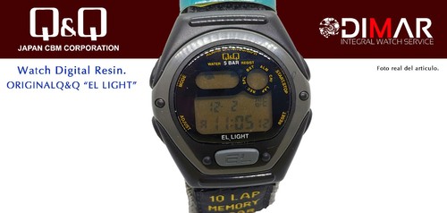 Vintage Watch Q&Q El Light. 9916, Wr. 5M. Lap Memory 10. (M106 004)