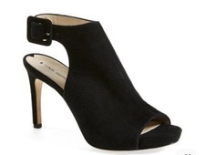 Via Spiga Black Suede Slingback Heels Sz 7 Open Toe High Leather Cocktail Classy