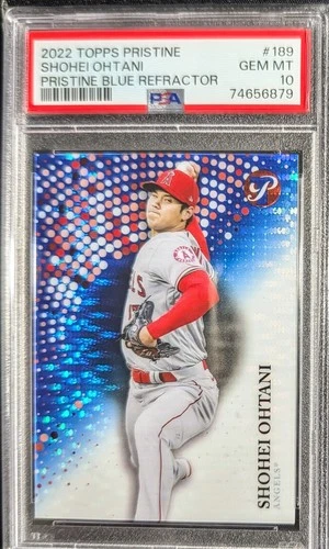 2022 Topps Pristine SHOHEI OHTANI Blue Refractor SSP /75  *PSA 10 GEM MT