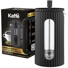 Kaffe French Press Coffee Maker (34oz / 1L) - Borosilicate Glass and BPA-Free...