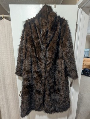Laseti Brown Long Faux Fur Coat Size XL