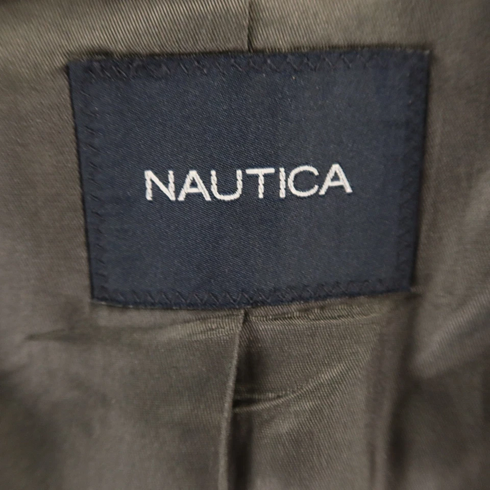 Chaqueta Nautica L 44R 100% Lana Gris Negro Espiga Auto Rayas Blazer Foto 4 de 4