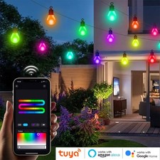Smart WiFi LED String Lights 15m | 25 RGB Bulbs | Outdoor IP65 Alexa