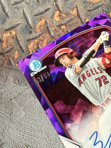 Zach Neto 2023 Bowman Sapphire Chrome Prospects AUTO #BSPA-ZN PURPLE /10 - Picture 3 of 3