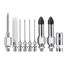 Professional Grease Injector Needle Nozzle Kit with Rubber Adapter Fittings 9Pcs