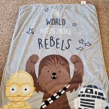 Lambs  Ivy Star Wars World Needs More Rebels Baby Blanket R2d2 C3po Chewbacca